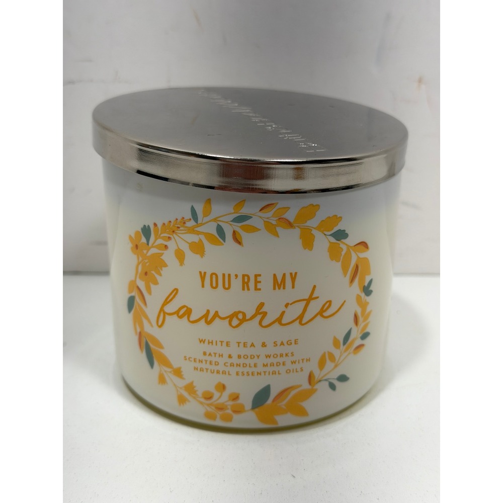 Bath Body Works White Tea Sage 3-Wick Scented Candle Youre My Favorite 14.5oz‎